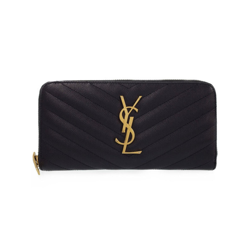 SAINT LAURENT Paris Monogram Full Zip Wallet Round Long
